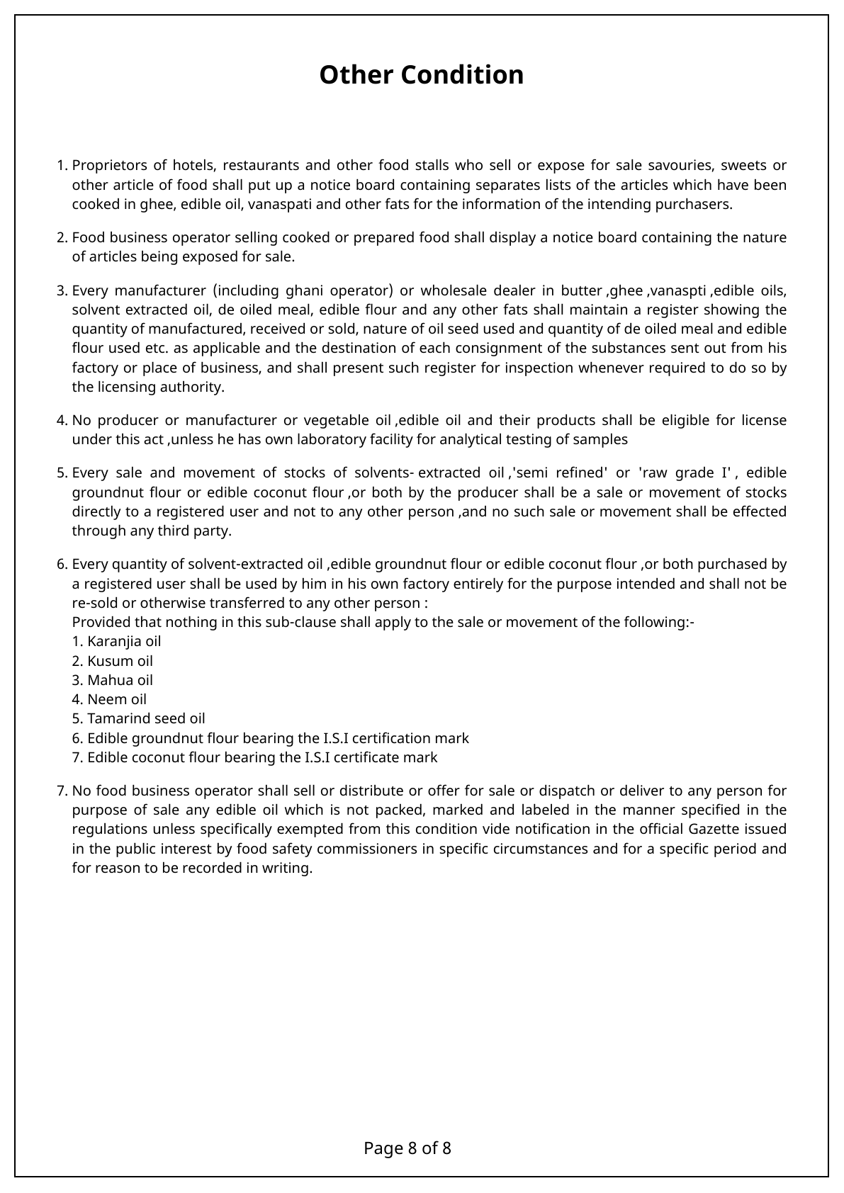 FSSAI license page 8